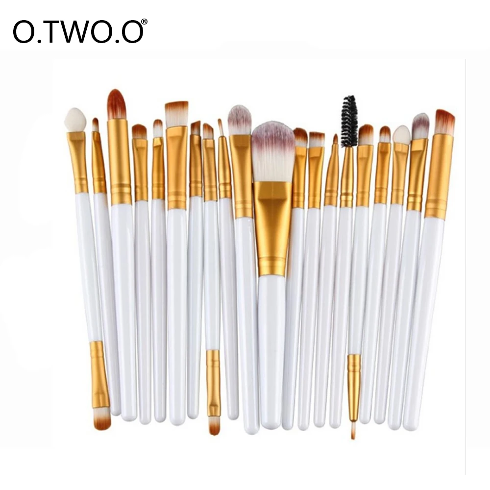 

O.TWO.O Brush Make Up Tool Kits 20 Pcs Brushes With Wool Brush Set Foundation Eyebrow Eyeshadow Beauty Tool Easy To Wear