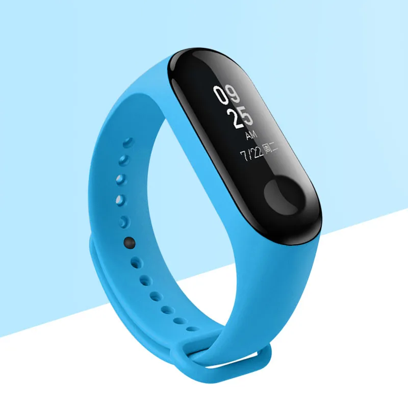 Ремешок для Xiaomi mi 3 4, силиконовый браслет для mi Band 3, умные часы, цветной сменный Браслет - Цвет: Bule