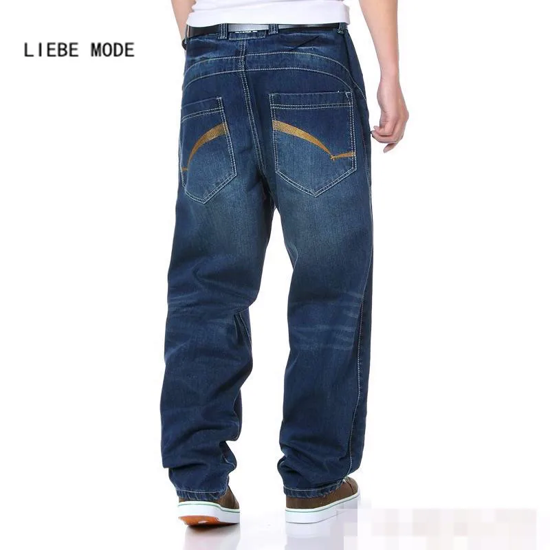 

Punk Style Baggy Loose Fit Jeans For Men Stretch Pants Men's Hip Hop Jeans Plus Size 36 38 40 42 44 46