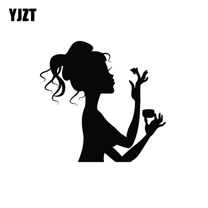 

YJZT 12.1*11.5CM Makeup Cosmetics Spa Salon Beauty Woman Girl Vinyl Decals Personaily Car Sticker Black/Silver C20-0093
