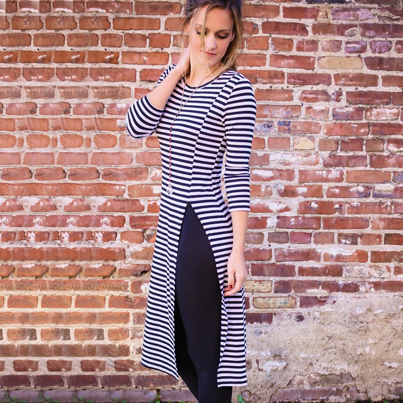 2016 New Striped Split Maxi font b Dresses b font Spring Summer font b Sexy b