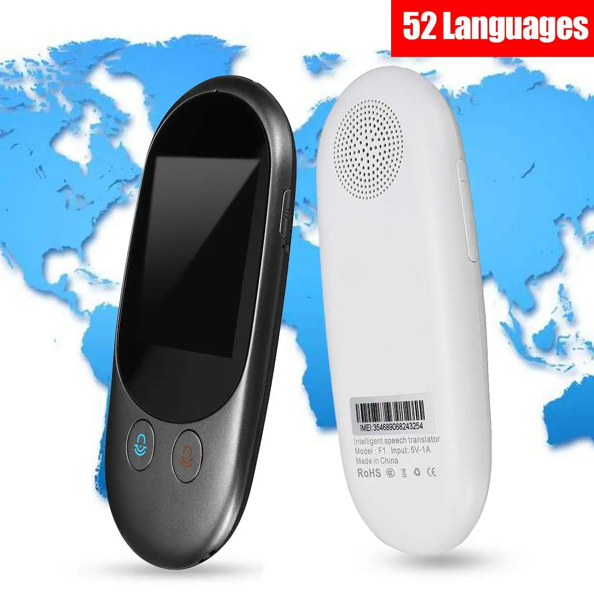 

Portable Wifi Smart Voice Translator 52 Languag 2.4'' Screen bluetooth Translator Speech Meeting Travel Interactive Translator