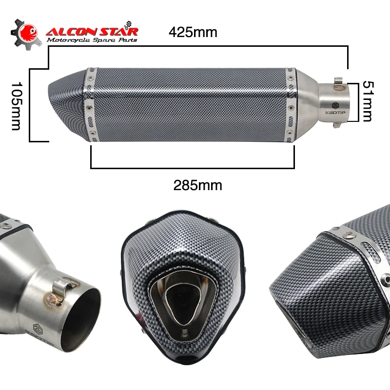 

Alconstar- 425mm Length Motorcycle Akrapovic Yoshimura Exhaust Muffler Pipe With DB Killer for Honda CBR250 CB400 for Kawasaki