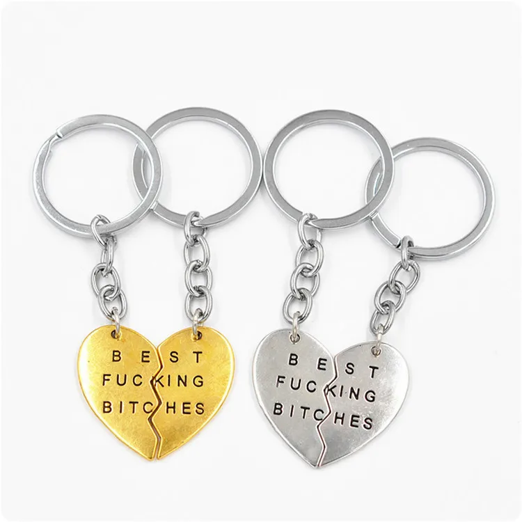2sets broken heart keychain personalized heart split keychain letter
