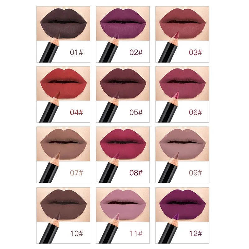 12 colors 12 цветов/Набор Водонепроницаемый нюдовый губной карандаш для подводки длительный увлажняющий липлинер для губ профессиональные косметические инструменты - Цвет: 12 colors