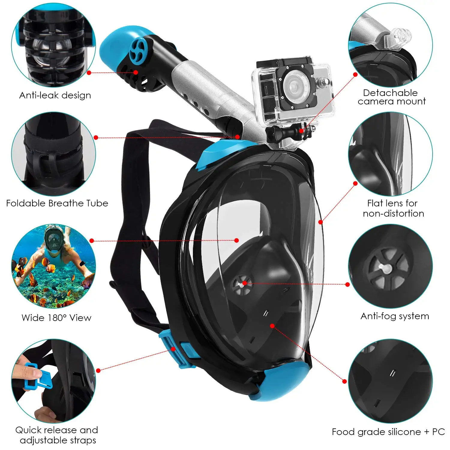 قناع الغطس كامل الوجه غص قناع مجموعة مع مكافحة الضباب متقدمة التنفس نظام الكبار الاطفال السباحة قناع انفصال منصب الكاميرا قناع الغطس كامل الوجه غص قناع مجموعة مع مكافحة الضباب متقدمة التنفس نظام الكبار الاطفال السباحة قناع انفصال منصب الكاميرا