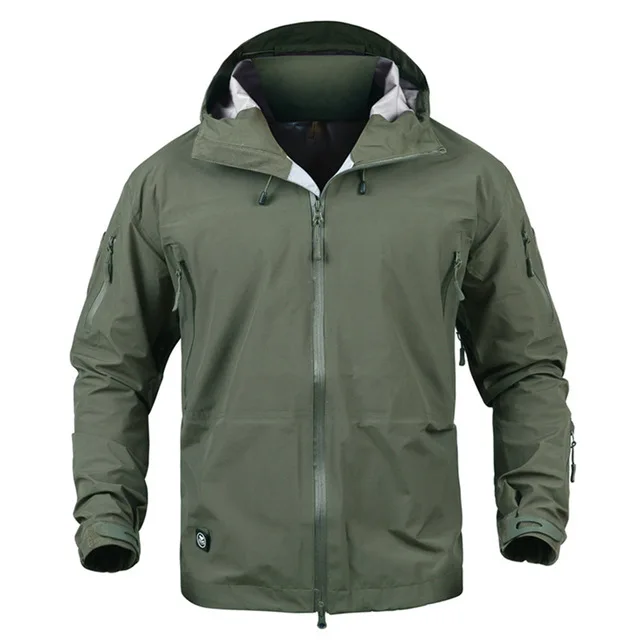 Открытый водонепроницаемый Камуфляжный военный пиджак мужской жесткий корпус походная ветрозащитная тактическая куртка с капюшоном походные куртки - Цвет: Армейский зеленый