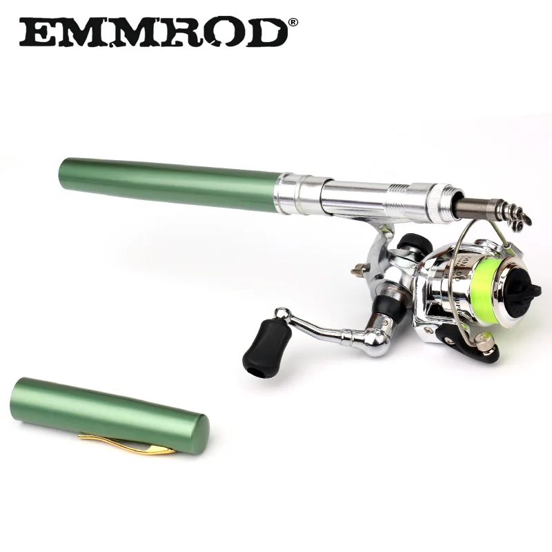 EMMROD 2018 New Spinning Pen Fishing Rod Telescopic 1M 1.4M 7 Colors With 1 metal wheel Children's gifts