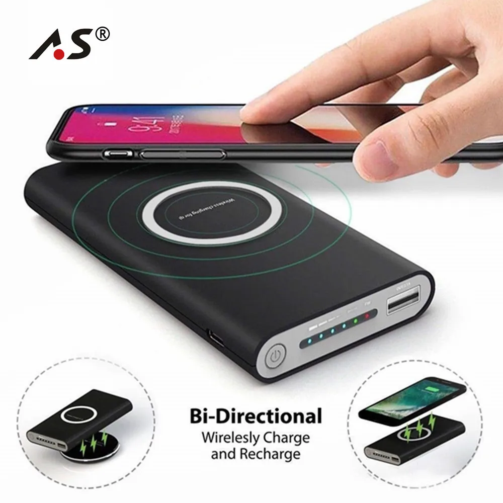 

Qi Wireless Charging Power Bank 10000mAh Portable Charger Charging Power Bank Digital Display External Battery Pack for iPhone