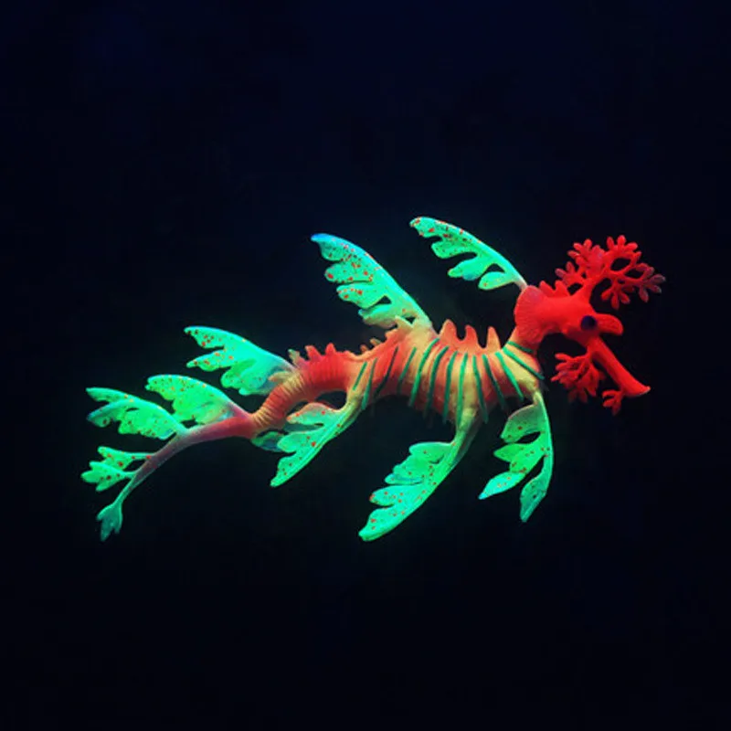 Светящийся силиконовый искусственный морской дракон, украшение для аквариума, декор для аквариума, украшение для подводной лодки