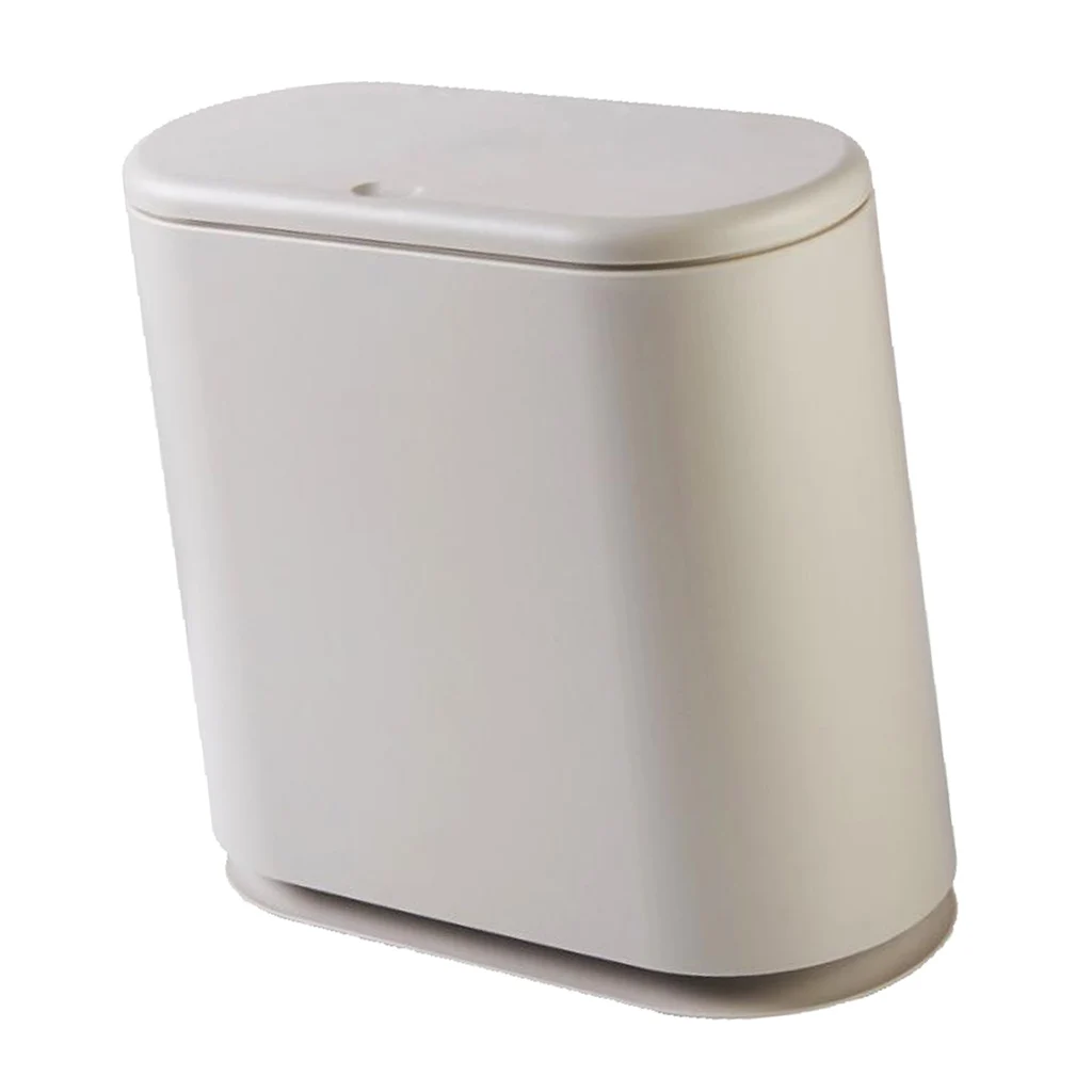 Modern Fashion White Flip Lid Trash Can Double Garbage Bag Holder Waste Bin