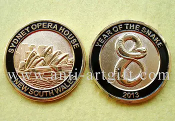 

Sydney Opera House gold 3D logo double side High quality 3D coins