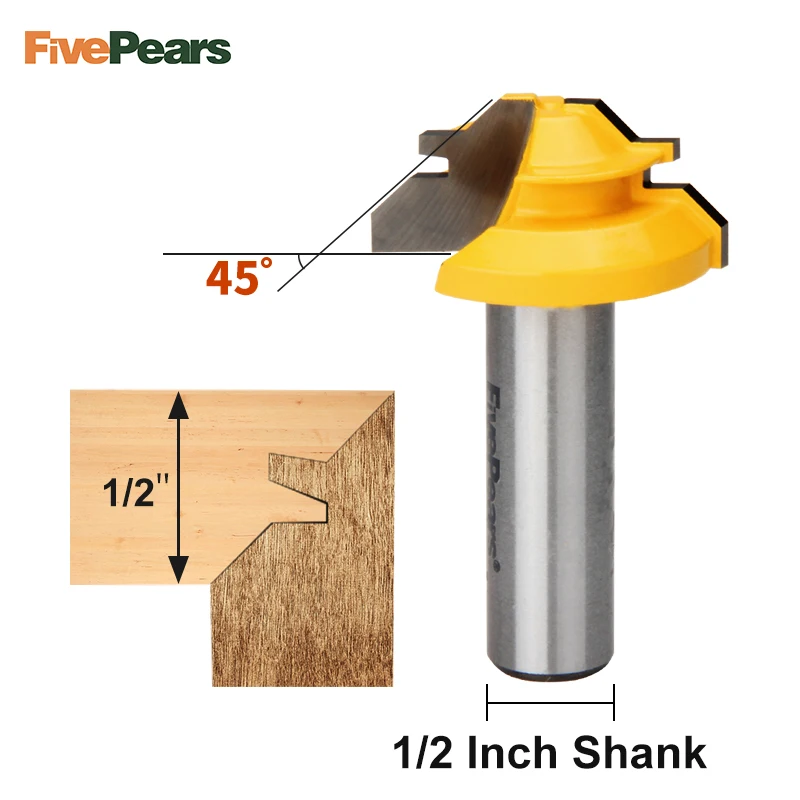

FivePears Joint Router Bits with 1/2" Shank, Small Lock Miter 45 Degree 1-3/8 inch Diameter
