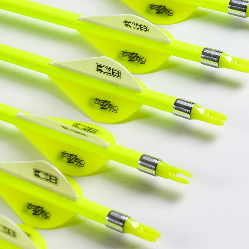 12Pcs-Archery-Carbon-Arrow-Sp300-340-400-500-600-Fluorescent-Yellow-Shaft-Compound-Bow-Shoot-ID6 (1)