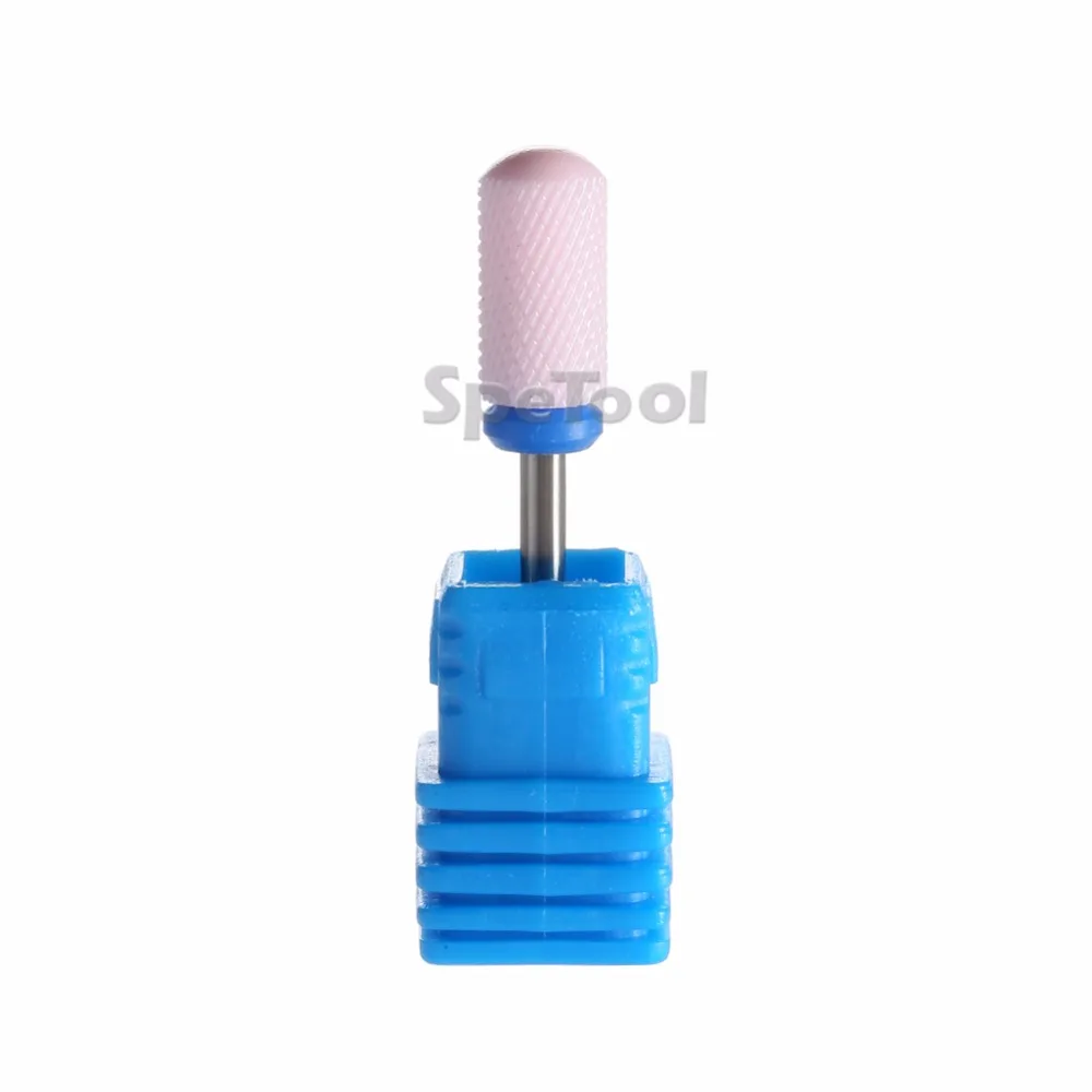 

SpeTool Pink Ceramic Nail Drill Bits Medium Grit Nail Accesory For Profesional Electric Manicure Machine Round Top Barrel Bit