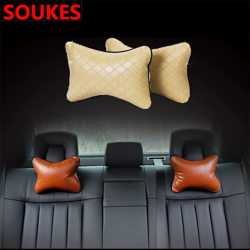

2pcs Leather Car Accessories Seat Cushion Neck Pillow For Alfa Romeo 159 BMW E46 E39 E36 E90 Audi A3 A6 C5 A4 B6 B8 Hyundai
