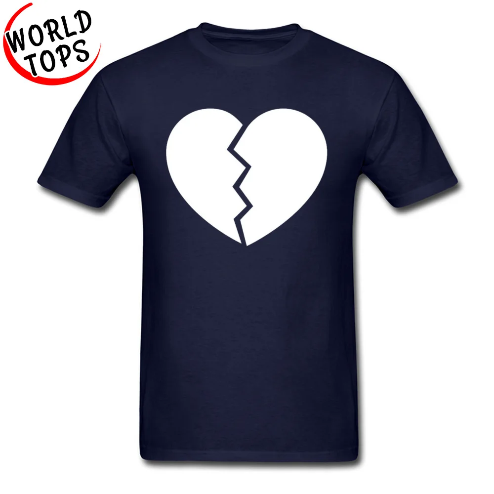 comfortable Broken Heart T Shirt New Coming Summer Autumn Short Sleeve Crewneck Tops Shirt 100% Cotton Man Normal Tees Broken Heart navy