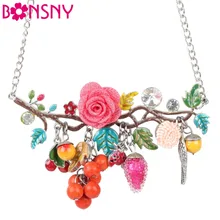 Bonsny Массивное колье-чокер в виде цветка птицы, ожерелье из эмалированного сплава, подвеска-воротник,, модные новые ювелирные изделия для женщин, очаровательные аксессуары