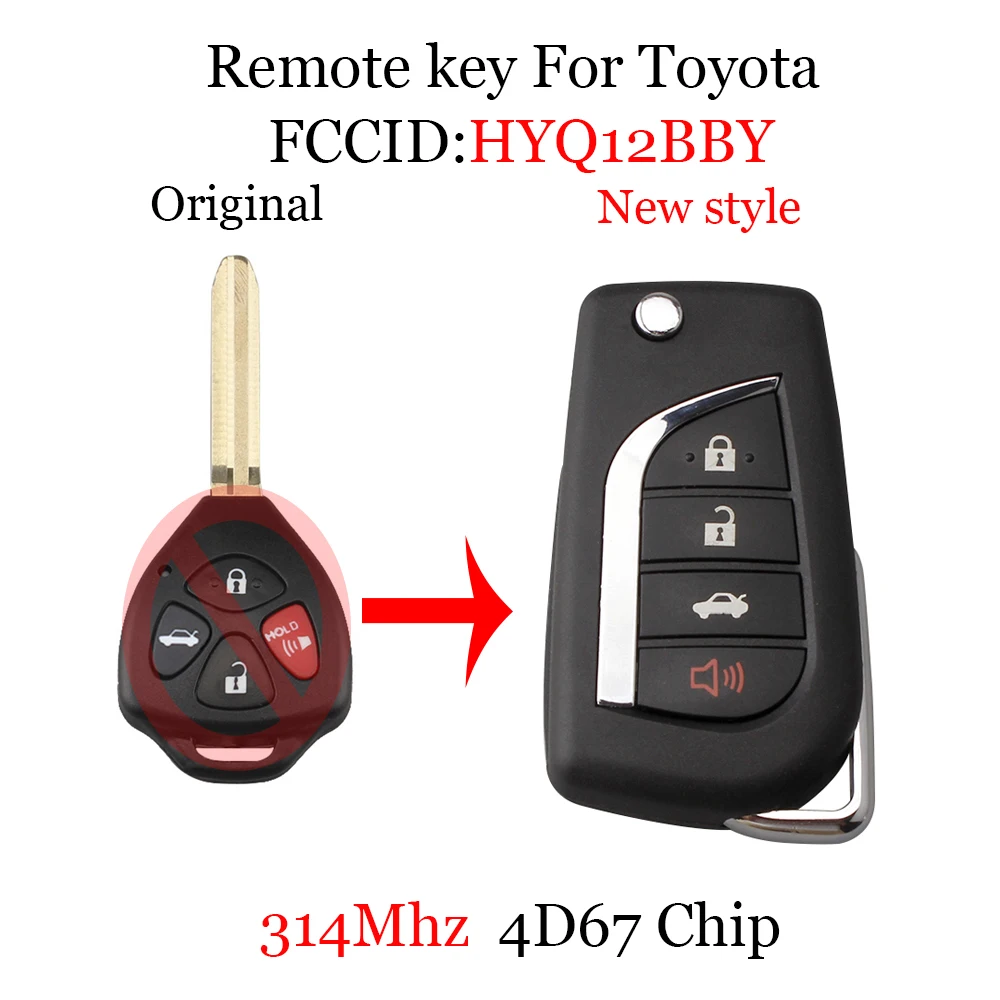 4 кнопки новый стиль дистанционный ключ без ключа для Toyota Camry 2007 2008 2009 2010 hyq12bby 4D67/G