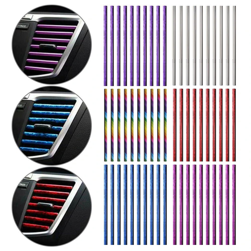 

10x Car Air Conditioner Outlet Vent Grille Decoration U Shape Colorful Molding Trim Strip car decoration strip interior moulding
