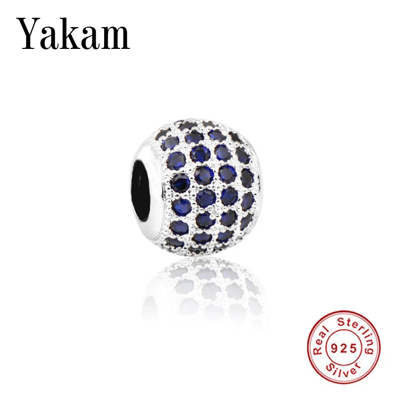 

Fit Original Pandora Charms Bracelet Pave Blue Zirconia CZ Beads Women Jewelry Making 925 Sterling Silver Bangle DIY Accessories