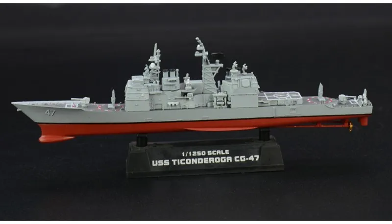 1:1250 масштаб предварительно построенный USS Ticonderoga CG-47 управляемая ракета крейсер США ВМС хобби Коллекционная готовая пластиковая модель