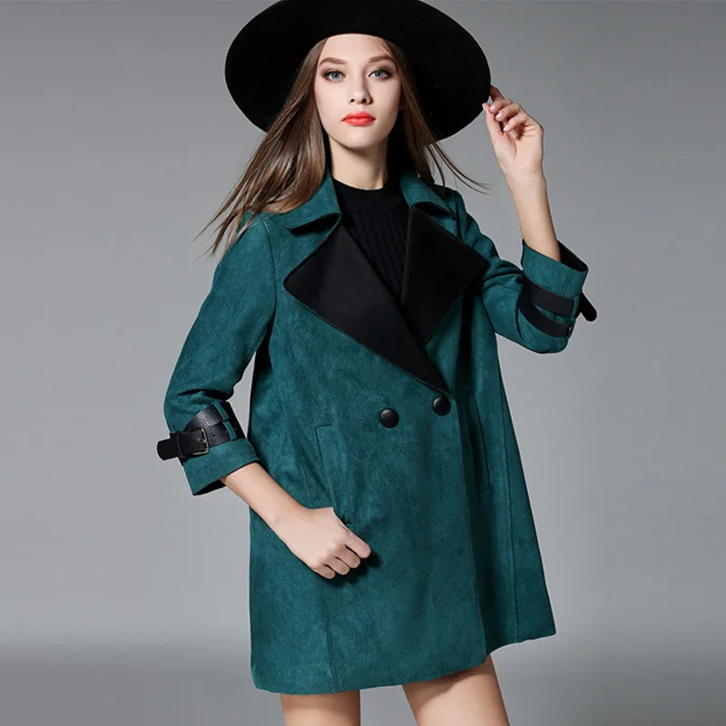 Red Nouveau Gray Mode wine Longue En Daim Fleur Femmes Section Femelle 2017 green Bf1098 Hiver Automne Mince Doux Pleine bron Doublé Veste Manteau Faux BqdxHAw
