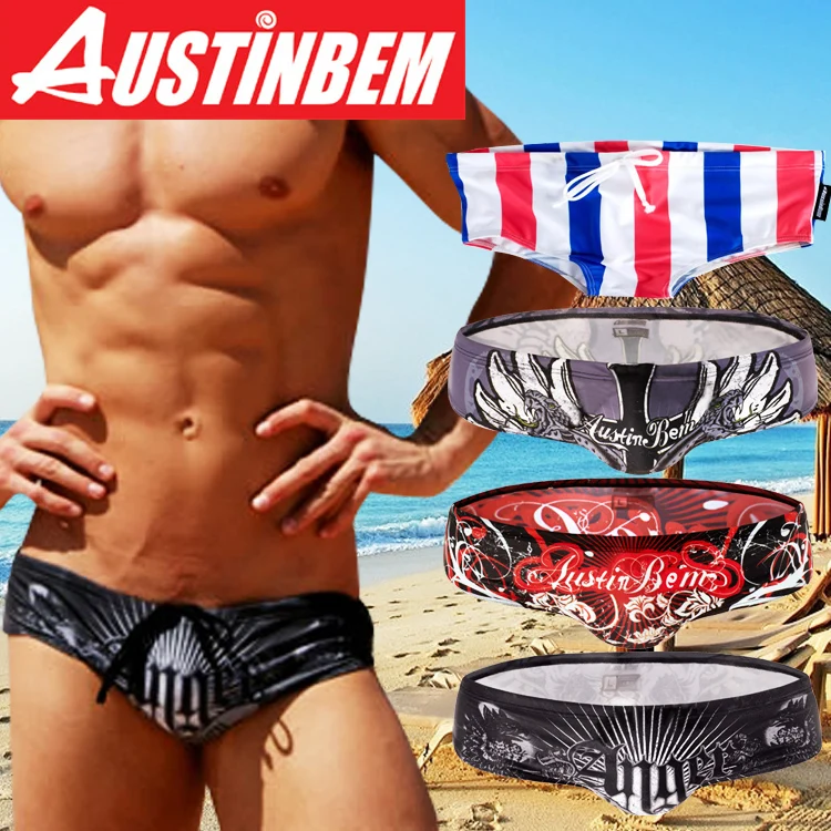 Мужские фирменные плавки AUSTINBEM 2018 мужские сексуальные купальники однотонные