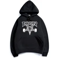 2017 Осень Thrasher Руно мужская Капюшоном Толстовка Мужчины дворец Хип-Хоп Скейтборд Толстовка Мужская Громила Костюм Спортивная