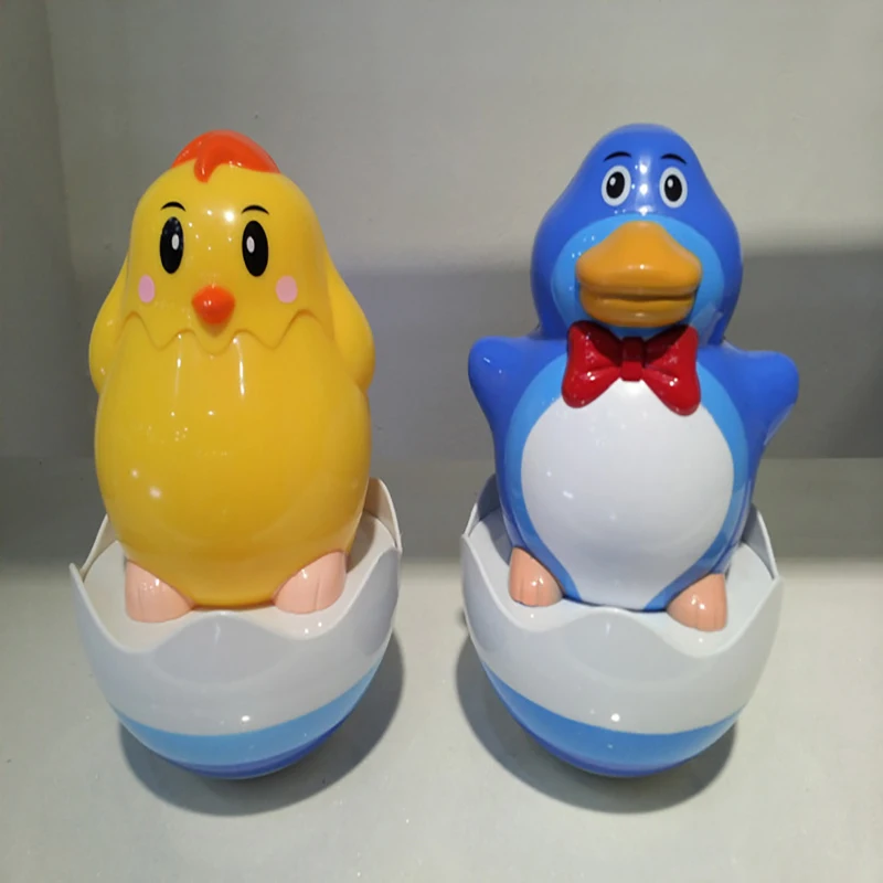 Детская игрушка-неваляшка, игрушка со звуком, развивающая игрушка-погремушка для малышей и детей, игрушка-неваляшка/желтая ЦЫПЛЕНОК/синий пингвин