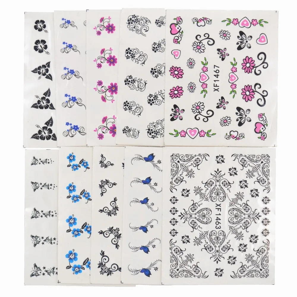 

WUF 50 Sheets Mixed Styles DIY Decals Nails Art Water Transfer Printing Stickers For Nails Salon