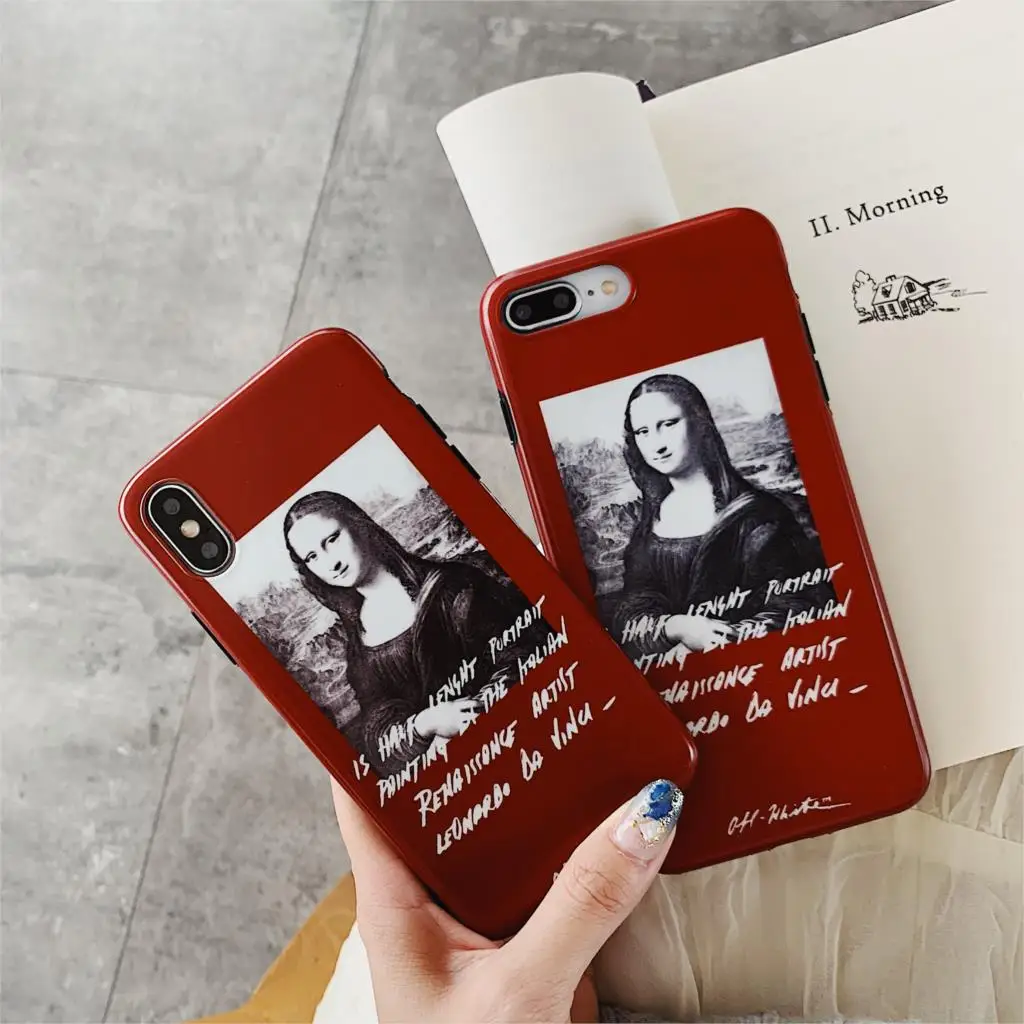 

Mona Lisa Oil painting art Funda for iphone X Case Matte IMD Phone Case for iphone X XR XS Max 6 6S 7 8 Plus Cover Soft TPU Capa