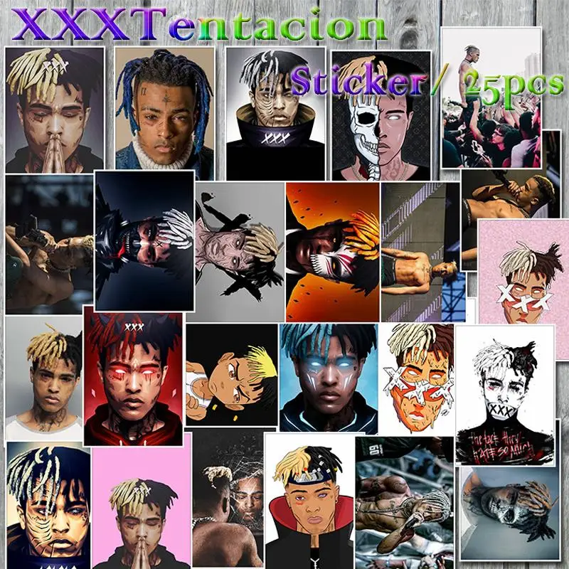 25 шт. американский рэппер Xxxtentacion Плакат Наклейка на чемодан для скейтборда ноутбук ПВХ водонепроницаемая игрушка Граффити стикер