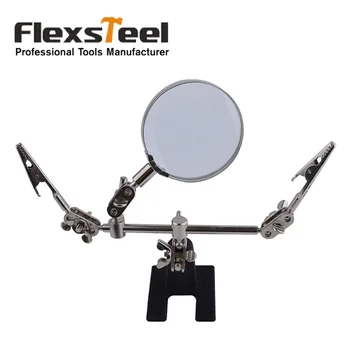 

Soldering Iron Stand Helping Clamp Vise Clip Magnifying Glass Tool 8X with color box package