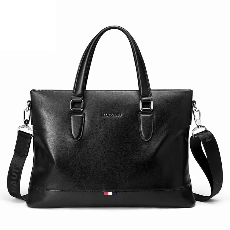 

Men's tide new leather large-capacity shoulder bag Cross section business multi-function handbag first layer leather computer le