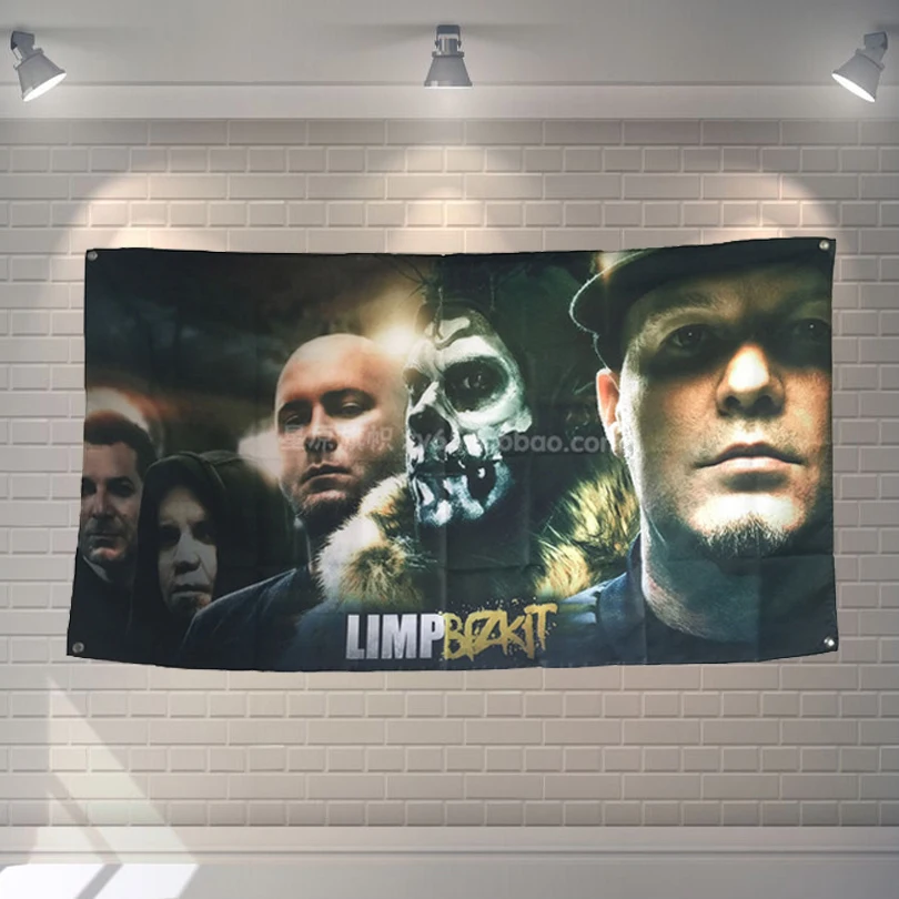 "LIMPBIZKIT" рок-группа висит искусства Водонепроницаемый холст из полиэстеровой ткани 56X36 cm гирлянда из флажков Бар Кафе Гостиница Декор