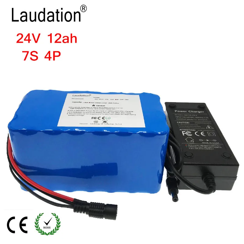 7S4P 24V Батарея 12Ah 29.4V12000AH 18650 литий-ионный аккумулятор с 15A BMS для электрического велосипеда электрического мотоцикла светильник для велосипеда