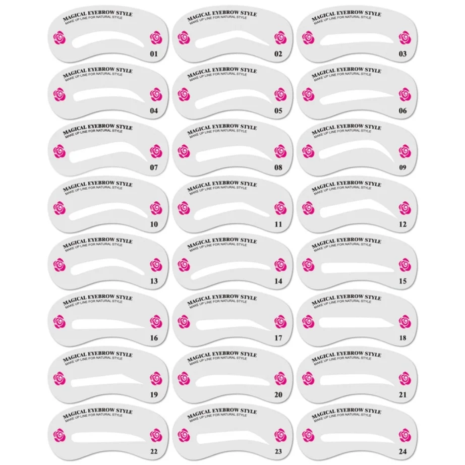 

24Pcs Makeup Eyebrow Stencil Sets Eye Brow DIY Drawing Guide Styling Shaping Grooming Template Brow Card Easy Makeup Beauty Kits