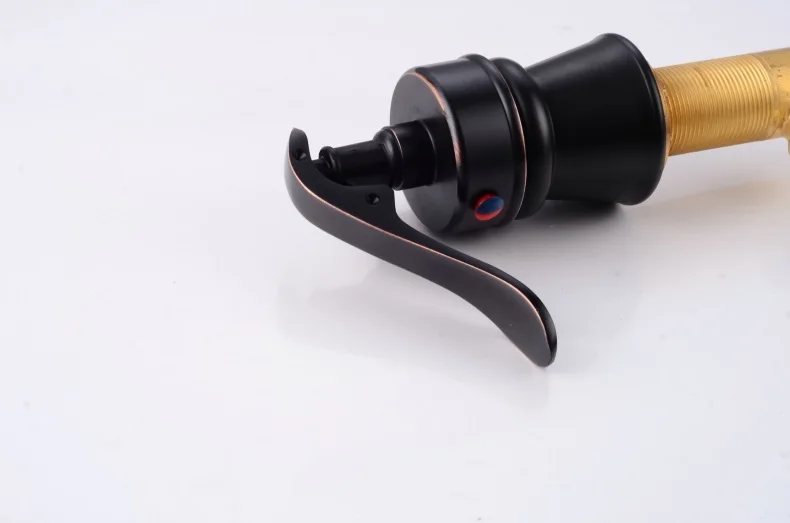 Европейские антикварные черный Кухня кран латуни Водопад Смесители для умывальника двойной hoders три отверстия смесители воды torneira Cozinha