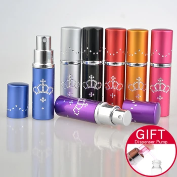 

2 Piece/lot 5ML Mini Portable Diamonds Imperial Crown Perfume Bottle With Spray&Empty Parfum Container For Free Shipping