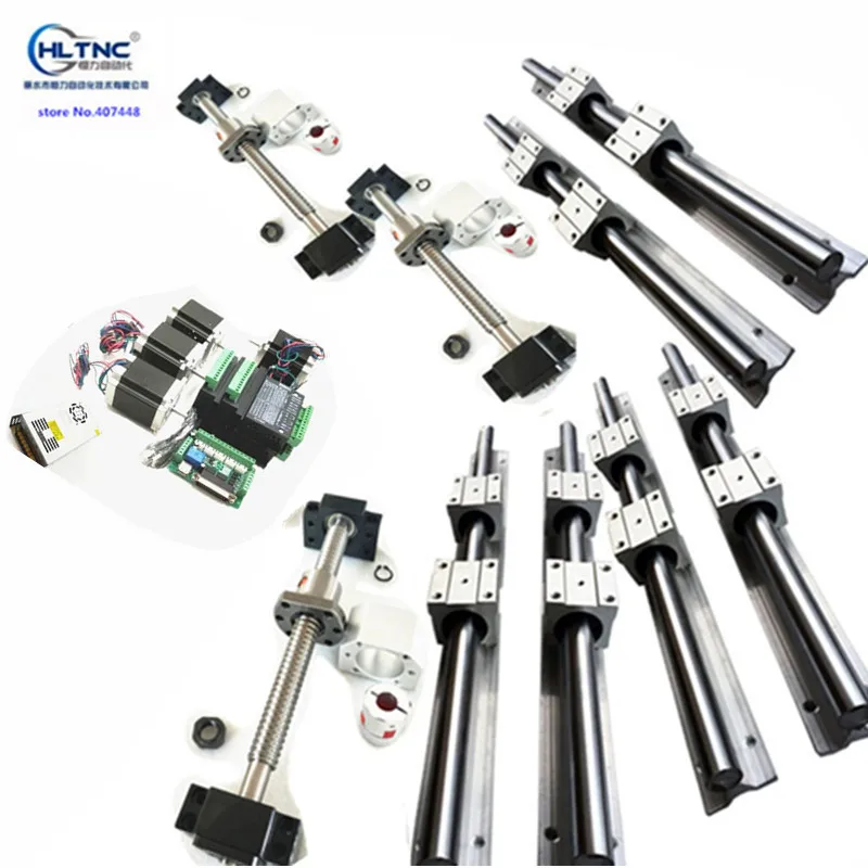 

6set linear guid SBR20/16-400/700/1000mm+ SFU1605-400/700/1000 ballscrew+4 axis stepper motor set+end support+DSG16H nut housing