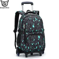 BAIJIAWEI 6 колёс детская тележка рюкзак большой ёмкость младших школьников сумка для девочек и мальчиков путешествия