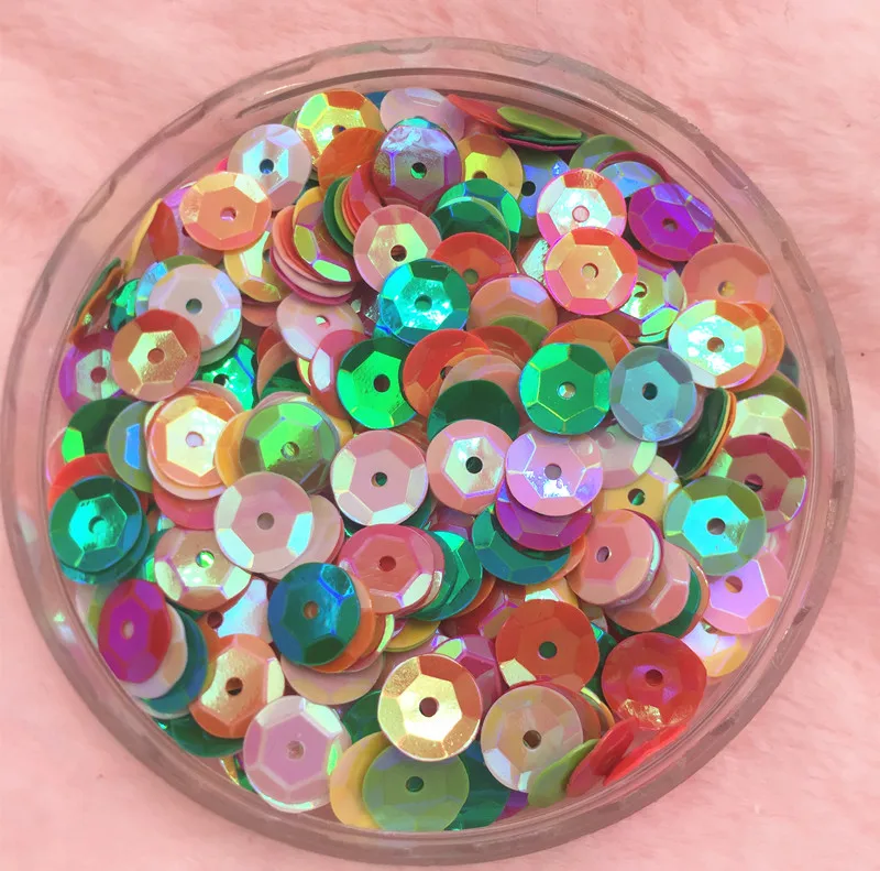 

Solid AB mixed color Loose Sequins 60g 2000pcs 8mm Cup Round Paillette Sewing, Wedding Craft Garment Accessories