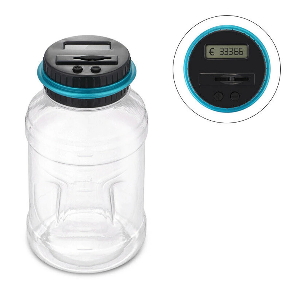 Electronic Digital LCD Coin Counter Counting Jar Money Transparent Piggy Bank ABS Storage Saving Coin Box Home Use