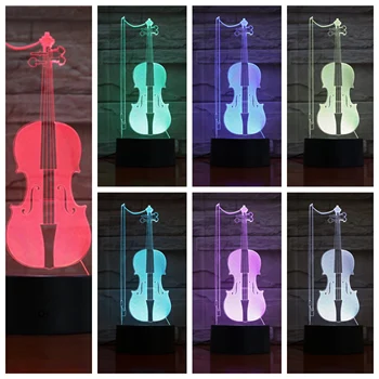 

Violin Usb 3d Led Night Light Multicolor Rgb Boys Kids Baby Gifts Musical Instrument IL Violino luminaria Table Lamp Bedside