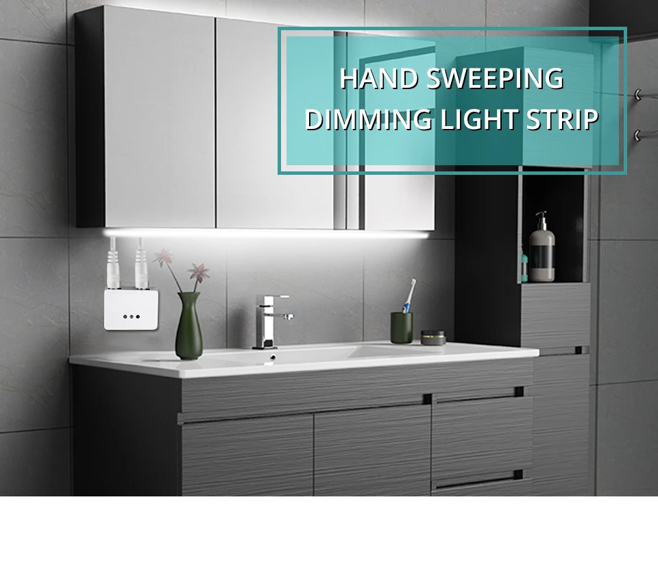 EeeToo LED Under Cabinet Light Night Motion Switch with Hand Sweep Dimming LED Strip Lights for Kitchen 1M 2M 3M 4M 5M Lamp (1)