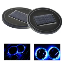 DWCX 2 шт. автомобильный держатель на солнечной энергии для подстаканника, коврик, синий светодиодный светильник, накладка, атмосферная лампа, декор для VW Mercedes-Benz