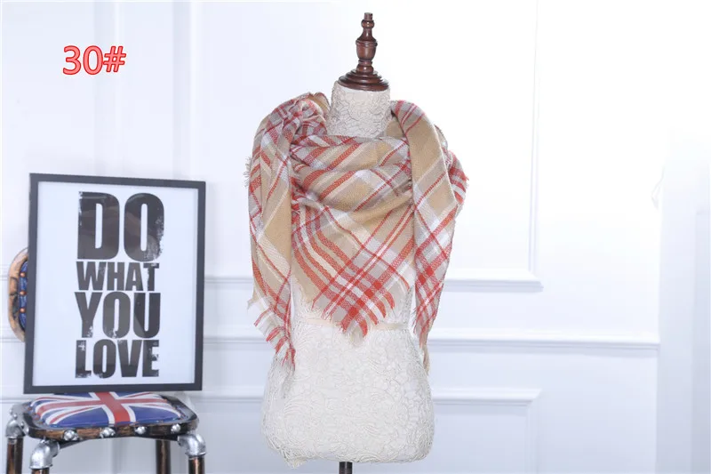 Зимний шарф, модный дизайнерский кашемировый треугольный шарф, Женская шаль, накидка, одеяло, клетчатый платок,, Прямая поставка