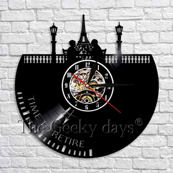 

Time To Retire Wall Clock Wall Watch Modern Design Career Retirment Wall Art Decor Retro Vinyl Record Clock Home Decor