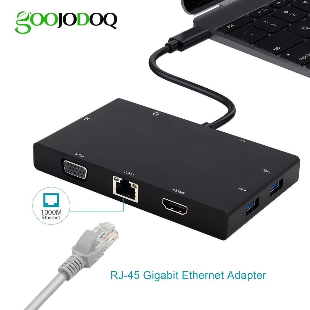 USB C Hub for Macbook Pro thunderbolt 3 USB-C HDMI Ethernet VGA Adapter Card Reader 3.5mm Jack Type C Hub with Charging Port USB C Hub for Macbook Pro thunderbolt 3 USB-C HDMI Ethernet VGA Adapter Card Reader 3.5mm Jack Type C Hub with Charging Port